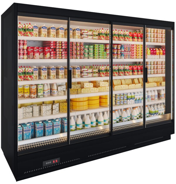 Apella HD wandkoeling met trekdeuren B281xD96xH220cm - zwart